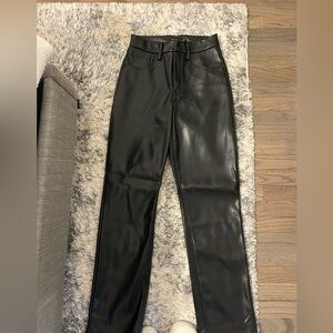 Good American Black Faux Leather Trousers